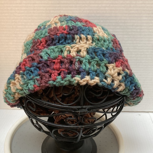 BEANIE CAP Multicolored Rainbow Handmade Crochet UNISEX One Size Fits Most - Picture 6 of 15